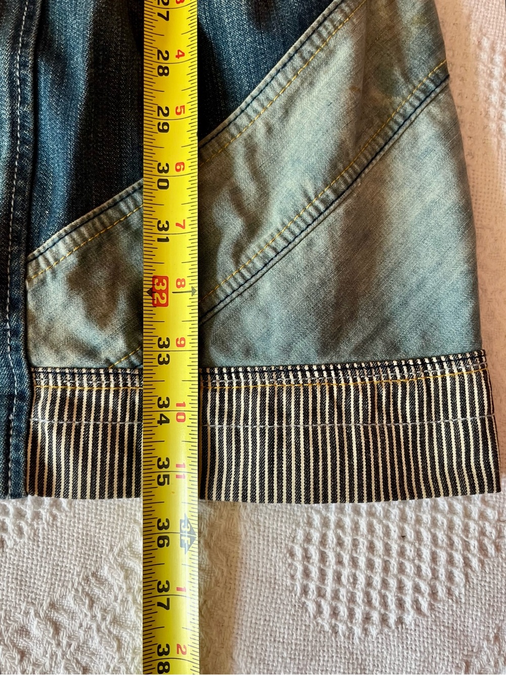 Desigual Patchwork Denim Coat in Light & Dark Blues, Collage & Colorful Buttons - Picture 14 of 14